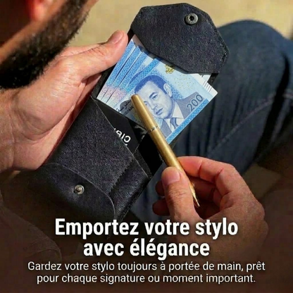 Portefeuille en cuir avec compartiment pour stylo