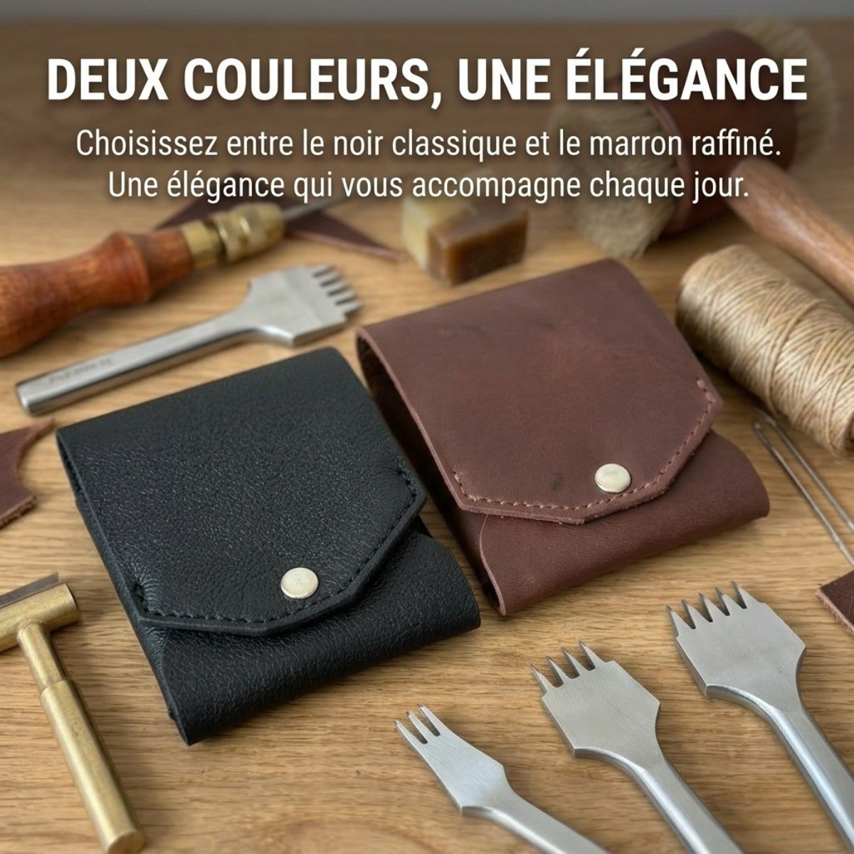 Portefeuille en cuir avec compartiment pour stylo