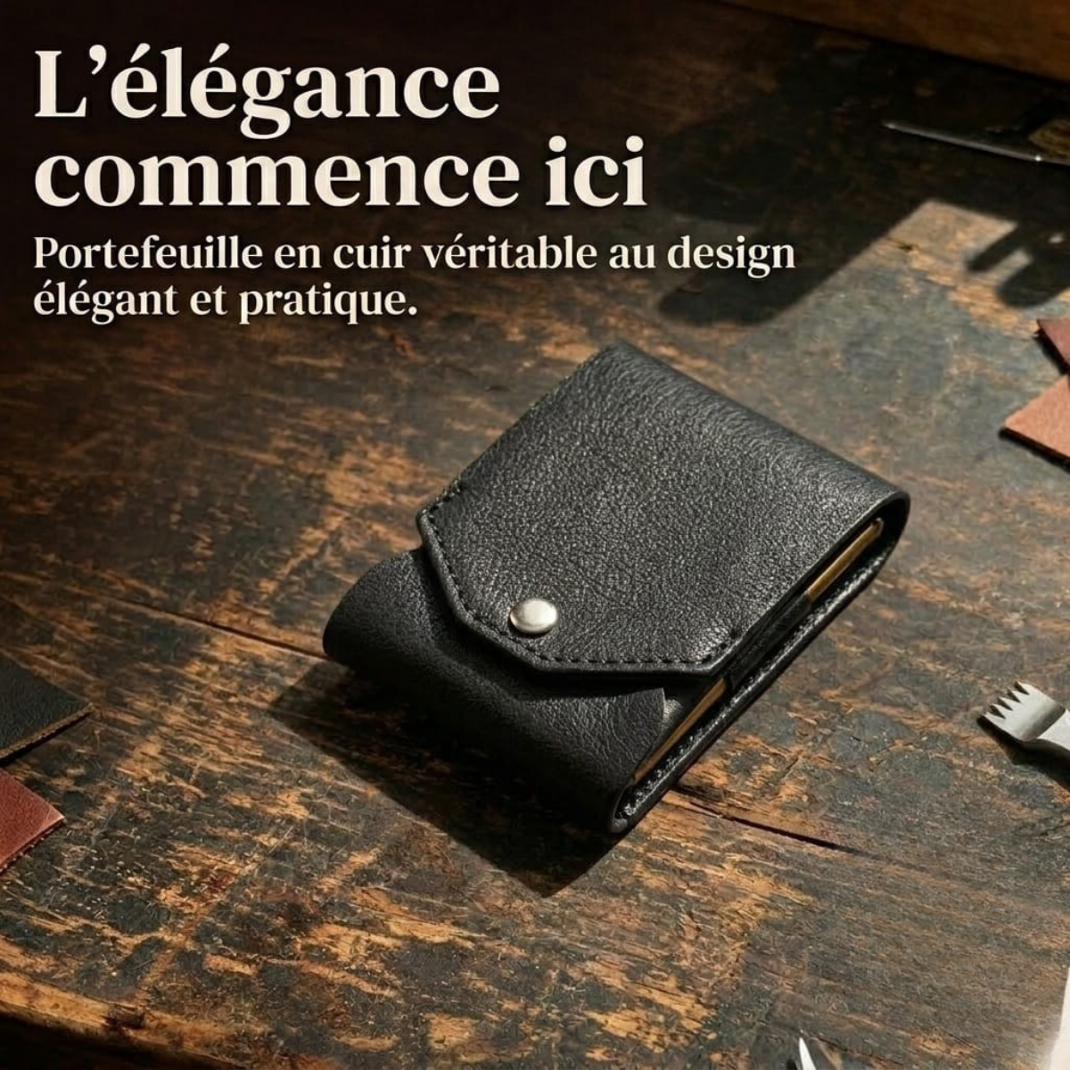 Portefeuille en cuir avec compartiment pour stylo