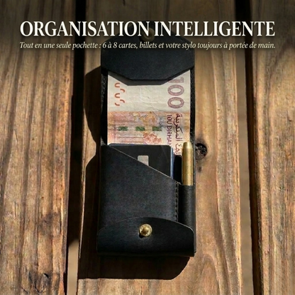 Portefeuille en cuir avec compartiment pour stylo