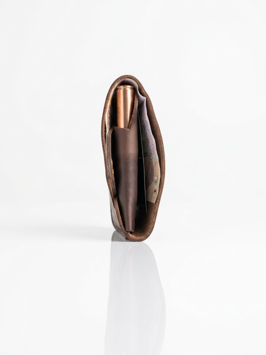 Portefeuille en cuir avec compartiment pour stylo