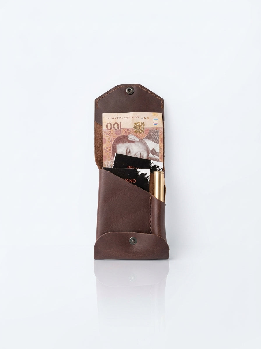 Portefeuille en cuir avec compartiment pour stylo