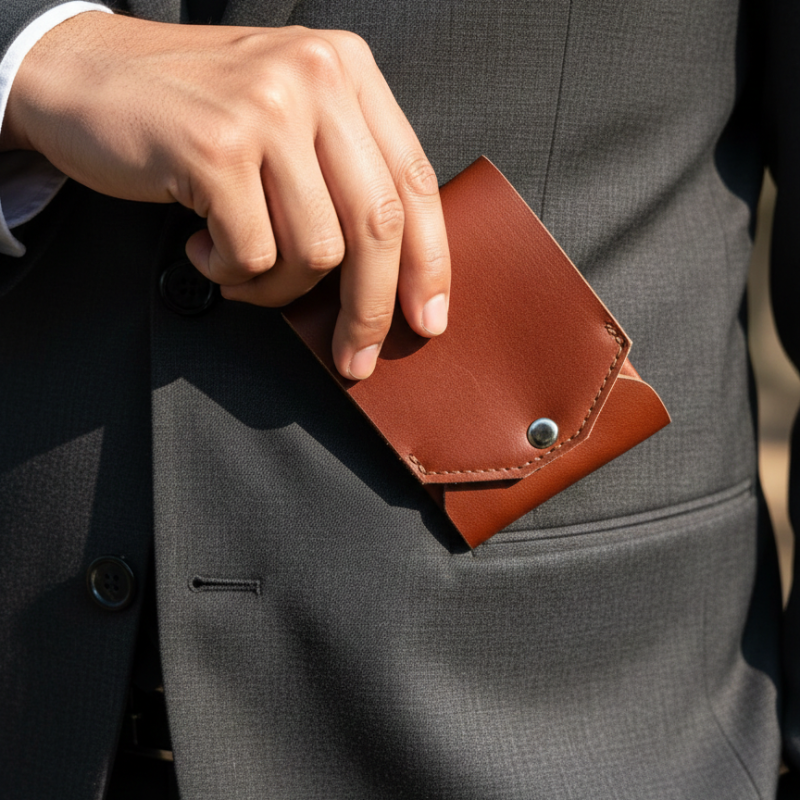 Portefeuille en cuir avec emplacement dédié pour stylo