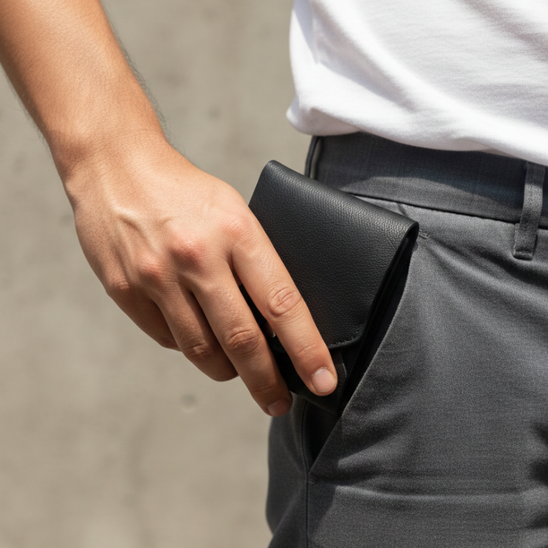 Portefeuille en cuir avec emplacement dédié pour stylo